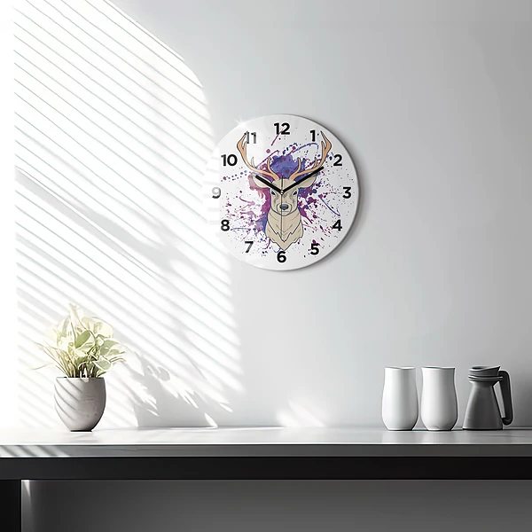 Wanduhr glas rund Vektor-Illustration eines Rehs