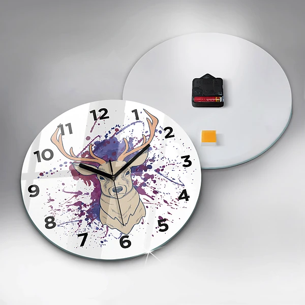 Wanduhr glas rund Vektor-Illustration eines Rehs