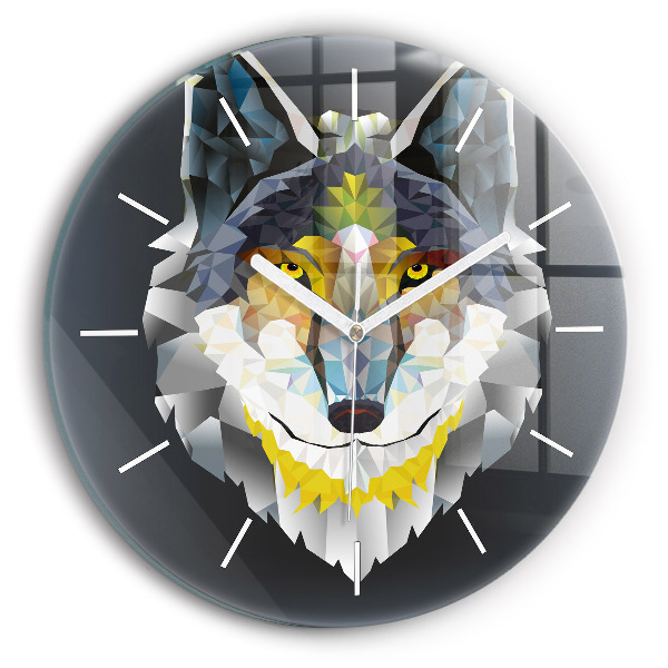 Wanduhr rund Wolfskopf