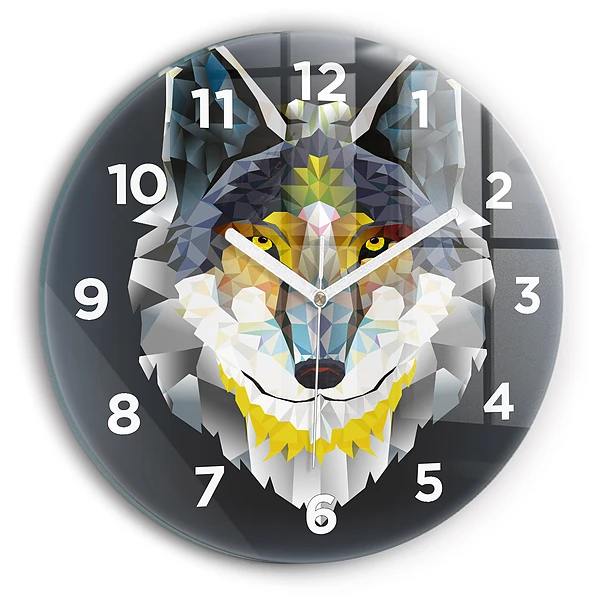 Wanduhr rund Wolfskopf