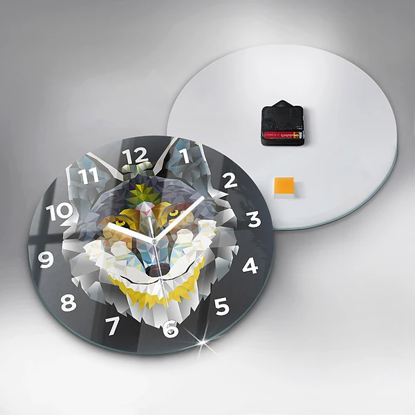Wanduhr rund Wolfskopf