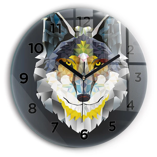 Wanduhr rund Wolfskopf