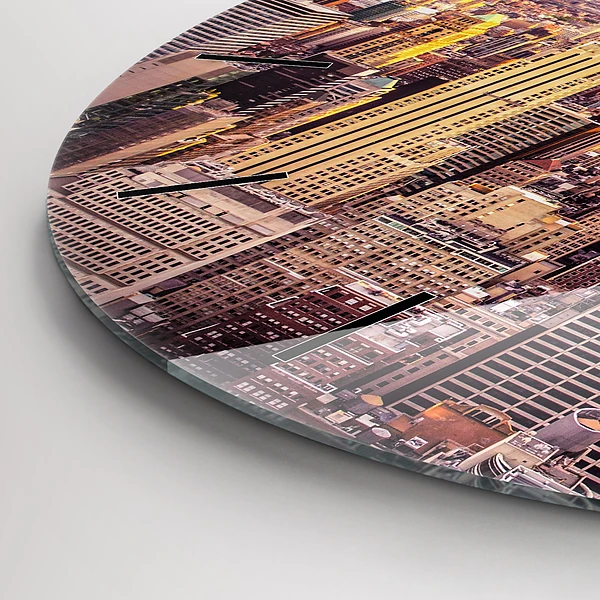 Wanduhr rund mit motiv Sonnenuntergang New York