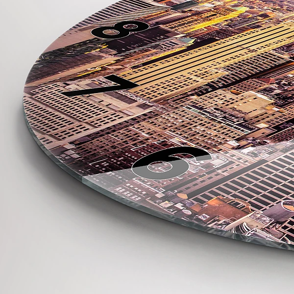 Wanduhr rund mit motiv Sonnenuntergang New York