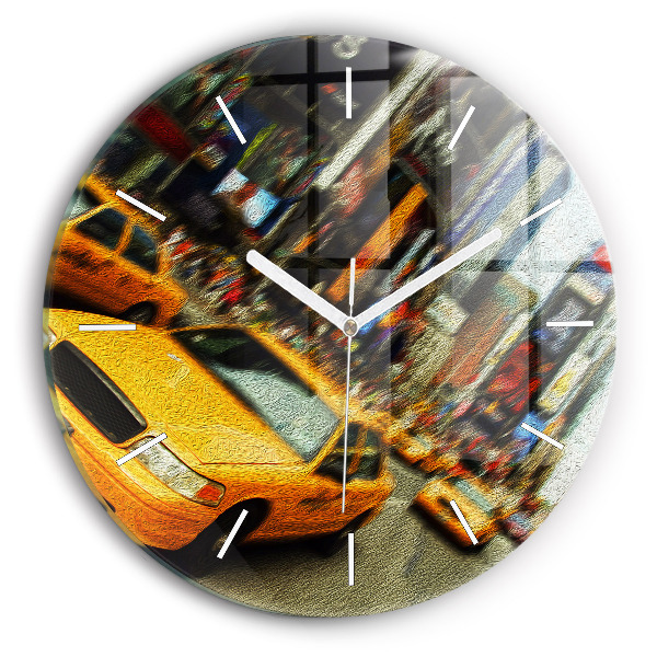Wanduhr rund mit motiv New York City Taxis