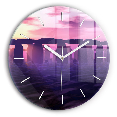 Wanduhr rund Sonnenuntergang bei Stonehenge