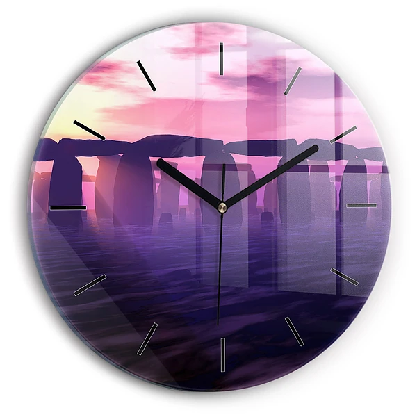 Wanduhr rund Sonnenuntergang bei Stonehenge