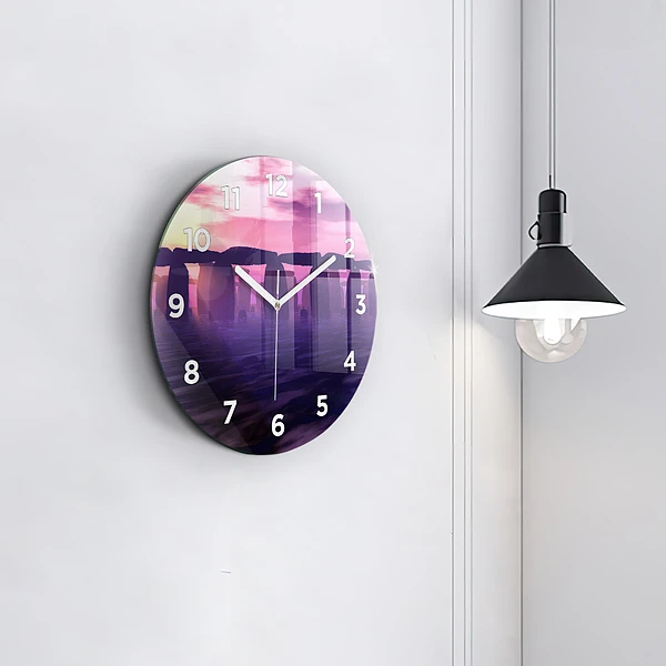 Wanduhr rund Sonnenuntergang bei Stonehenge