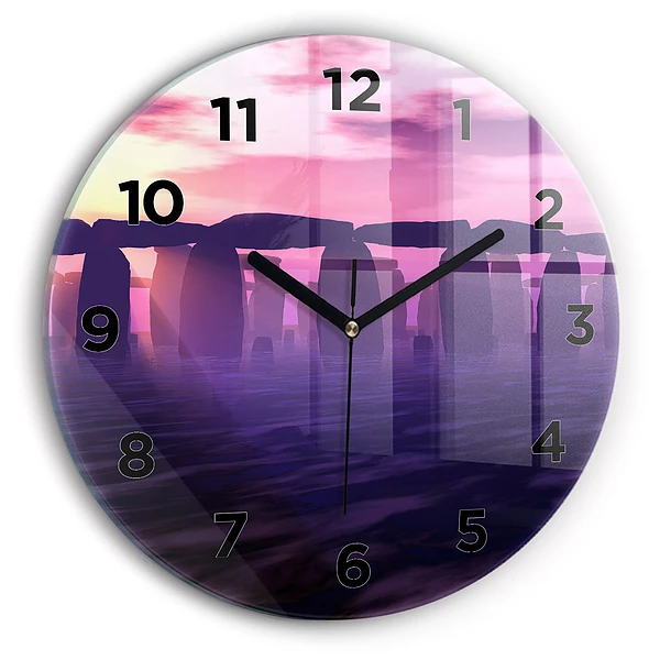 Wanduhr rund Sonnenuntergang bei Stonehenge
