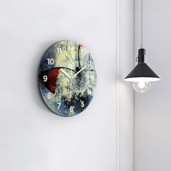 Wanduhr rund mit motiv Schmetterling im Vintage-Stil