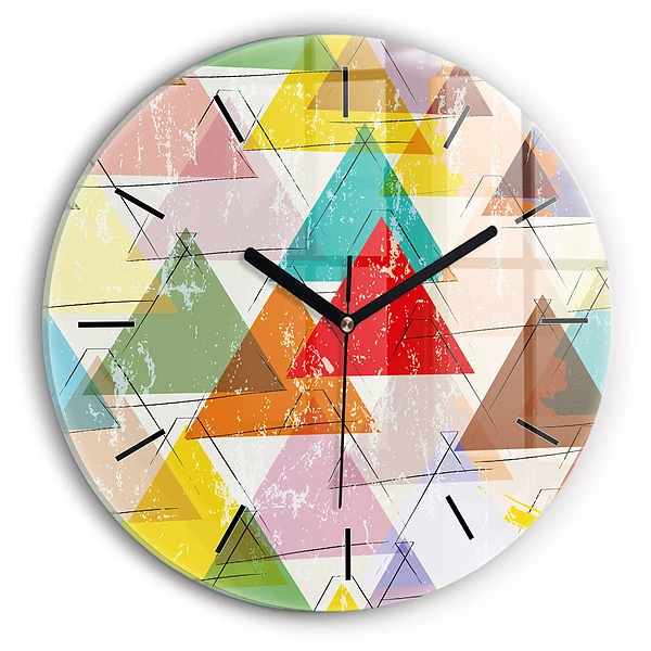 Wanduhr rund Dreiecke geometrisches Muster
