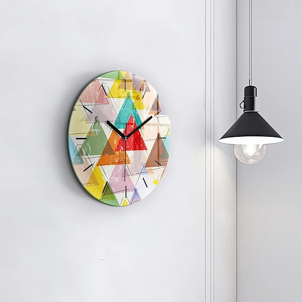 Wanduhr rund Dreiecke geometrisches Muster