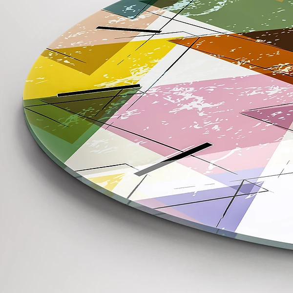 Wanduhr rund Dreiecke geometrisches Muster