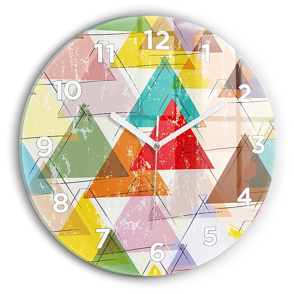 Wanduhr rund Dreiecke geometrisches Muster