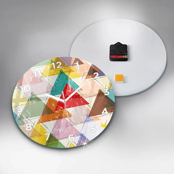Wanduhr rund Dreiecke geometrisches Muster