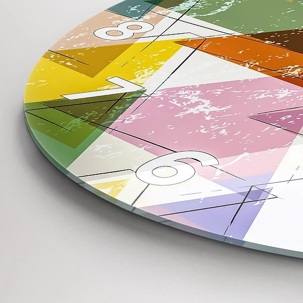 Wanduhr rund Dreiecke geometrisches Muster