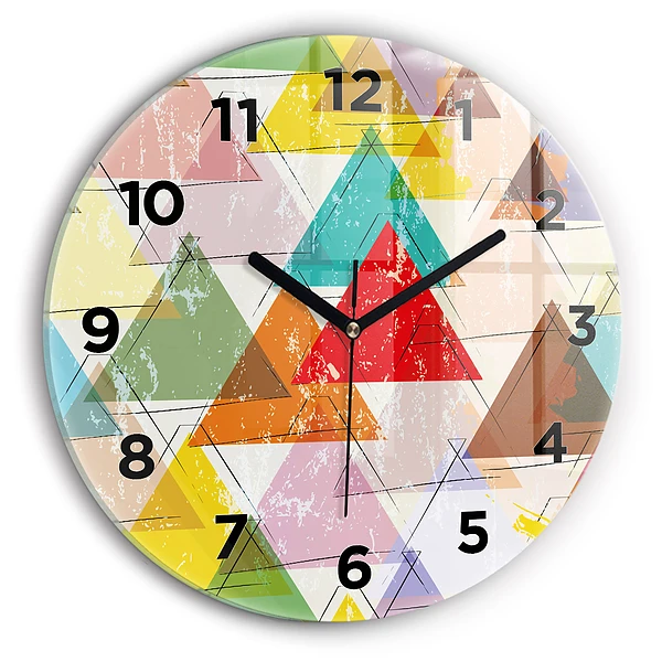 Wanduhr rund Dreiecke geometrisches Muster