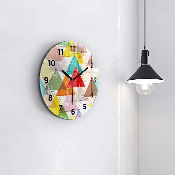 Wanduhr rund Dreiecke geometrisches Muster