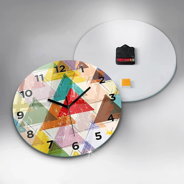 Wanduhr rund Dreiecke geometrisches Muster