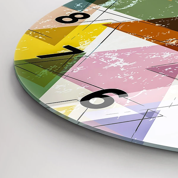 Wanduhr rund Dreiecke geometrisches Muster