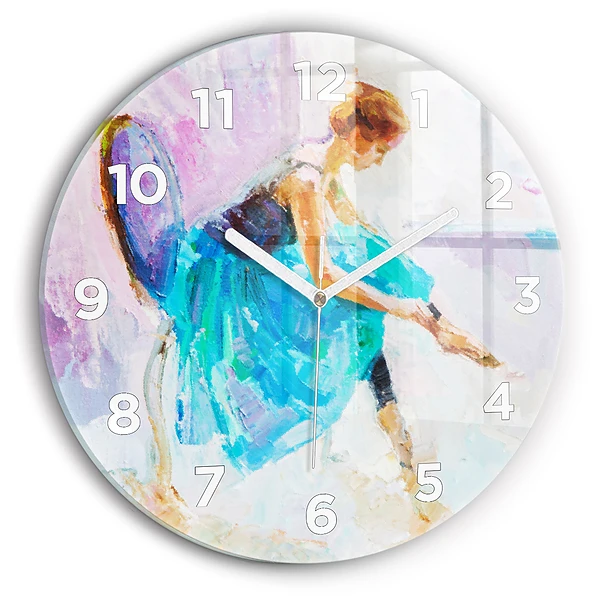 Wanduhr glas rund Vorbereitung einer Ballerina