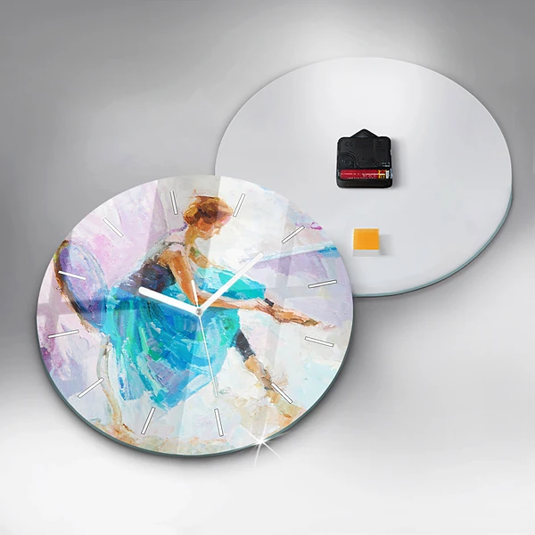 Wanduhr glas rund Vorbereitung einer Ballerina