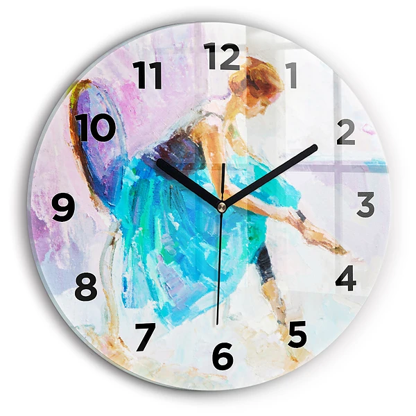 Wanduhr glas rund Vorbereitung einer Ballerina