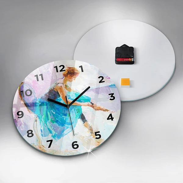 Wanduhr glas rund Vorbereitung einer Ballerina