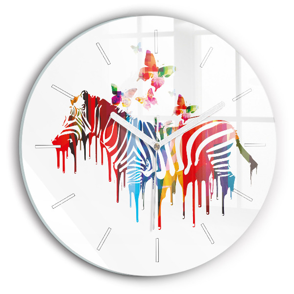 Wanduhr rund Buntes Zebra