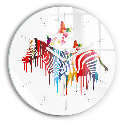 Wanduhr rund Buntes Zebra