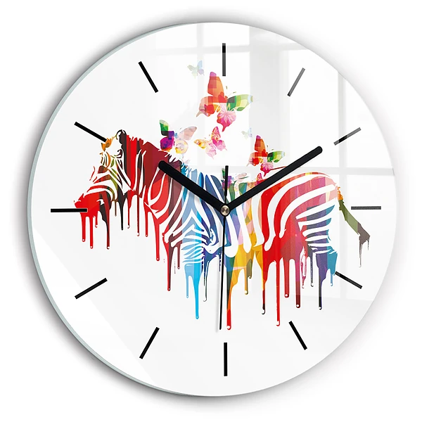 Wanduhr rund Buntes Zebra