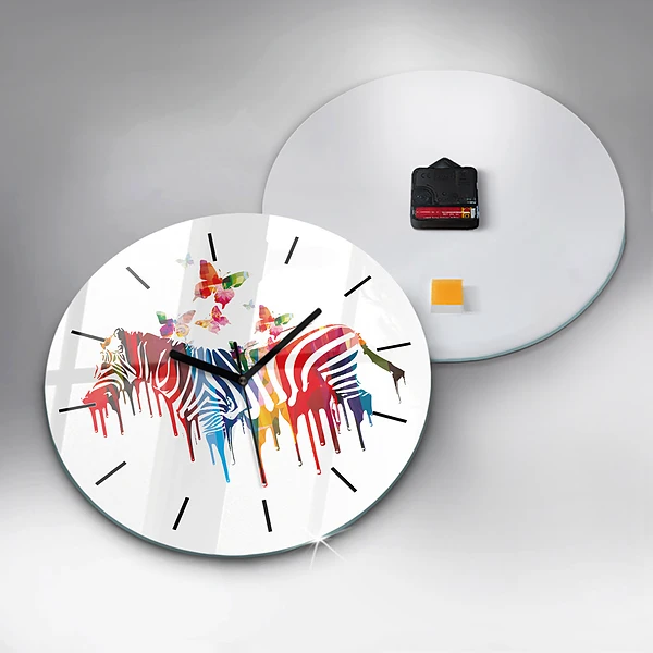 Wanduhr rund Buntes Zebra