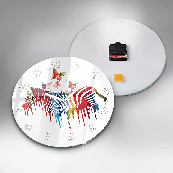 Wanduhr rund Buntes Zebra