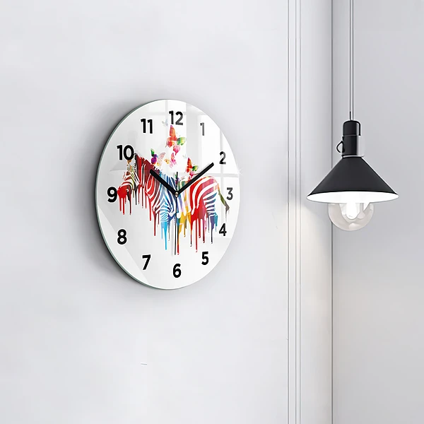 Wanduhr rund Buntes Zebra