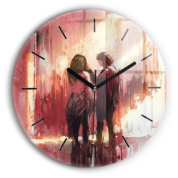 Wanduhr rund Junges verliebtes Paar