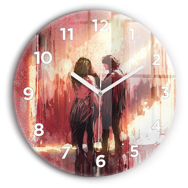 Wanduhr rund Junges verliebtes Paar