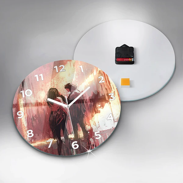 Wanduhr rund Junges verliebtes Paar