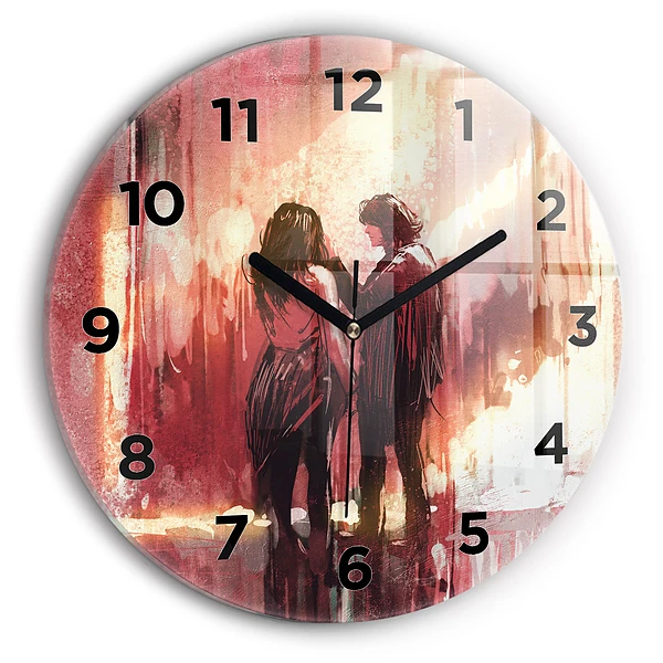 Wanduhr rund Junges verliebtes Paar