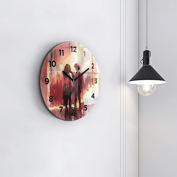 Wanduhr rund Junges verliebtes Paar