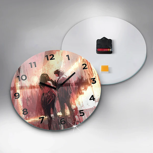Wanduhr rund Junges verliebtes Paar