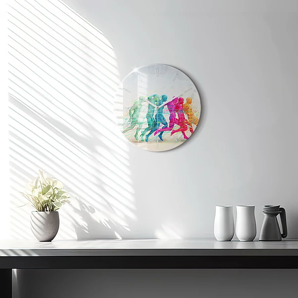 Wanduhr rund Bunte Menschen