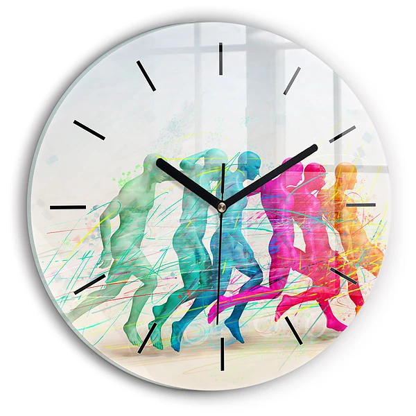 Wanduhr rund Bunte Menschen