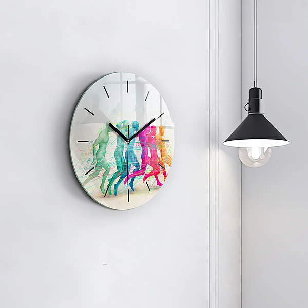 Wanduhr rund Bunte Menschen