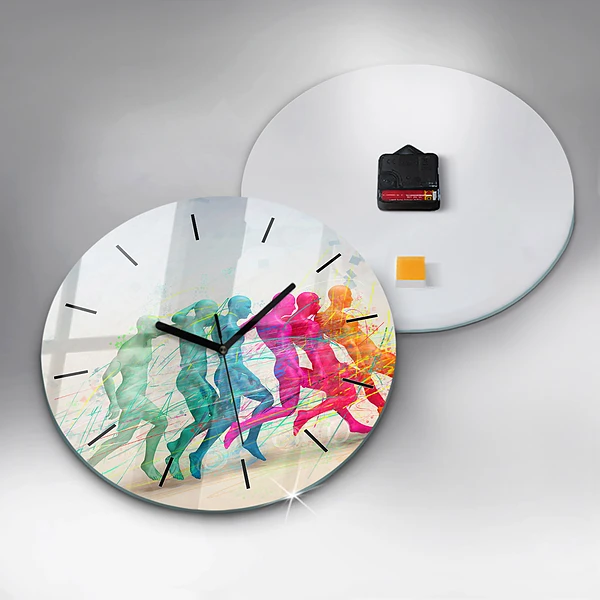 Wanduhr rund Bunte Menschen