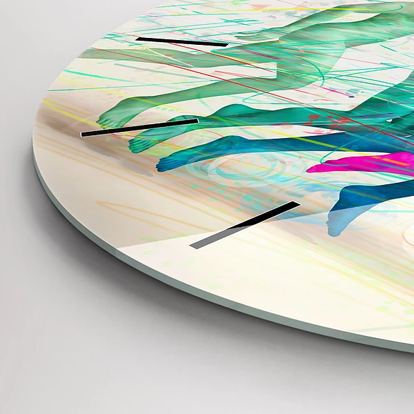 Wanduhr rund Bunte Menschen