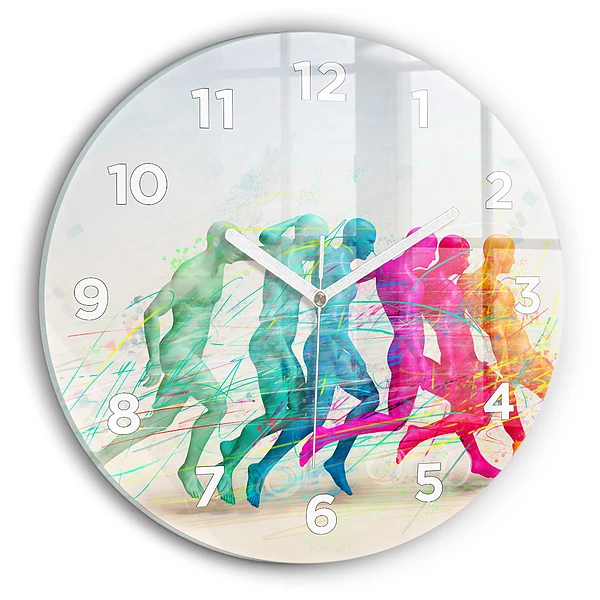 Wanduhr rund Bunte Menschen