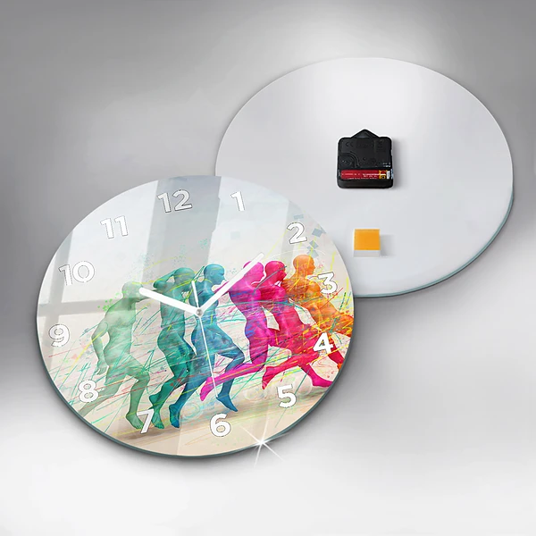 Wanduhr rund Bunte Menschen