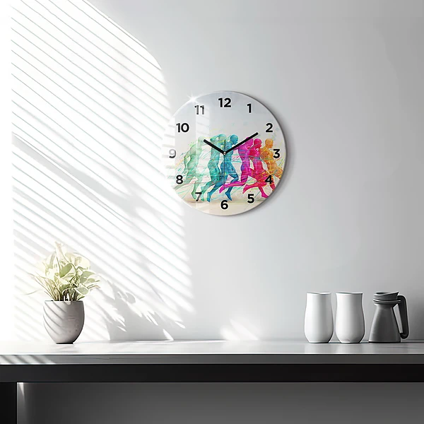 Wanduhr rund Bunte Menschen