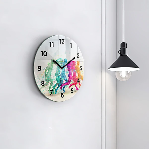 Wanduhr rund Bunte Menschen