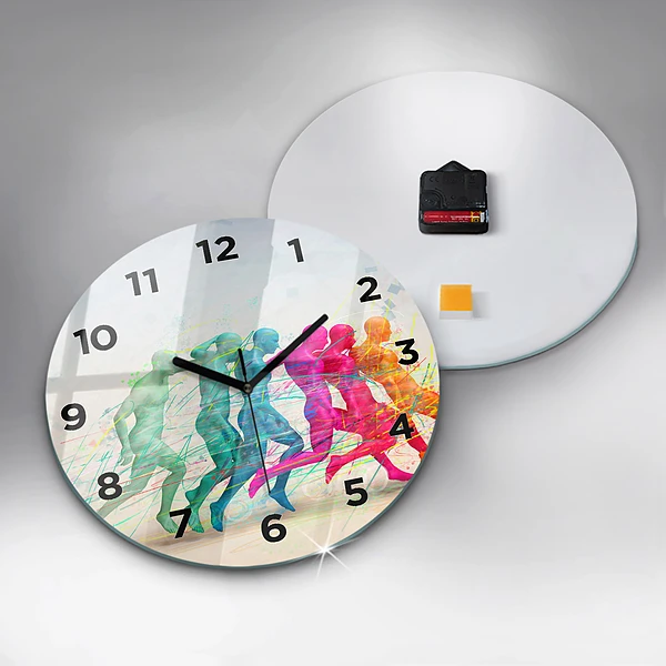 Wanduhr rund Bunte Menschen